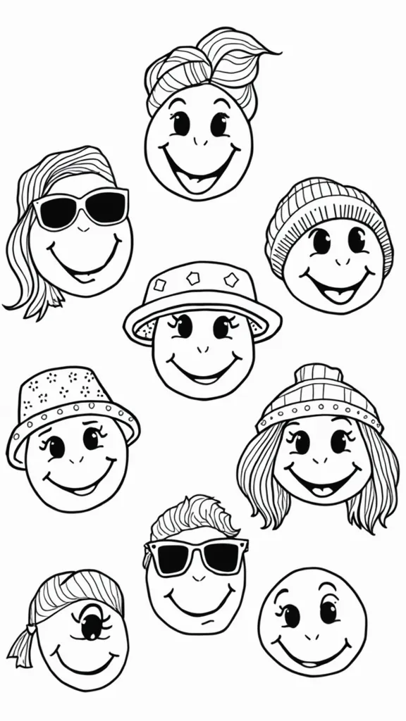 preppy smiley face coloring pages